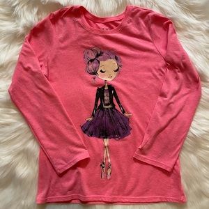 Girls Long-sleeve Pink Ballerina tee